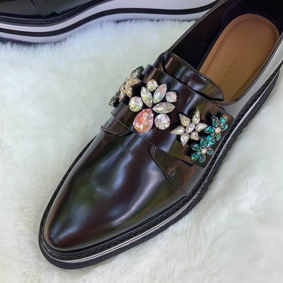 New Zara Trafaluc Bejeweled Platform black Shoes - Picture 10 of 14